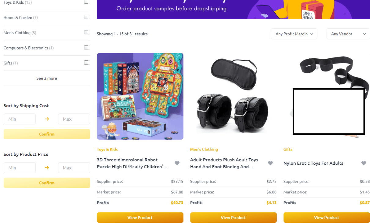 Adult toys and accessories for dropshipping