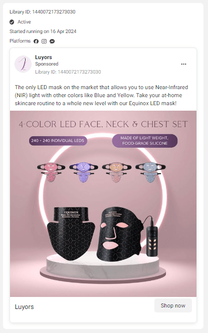 Red light therapy ads